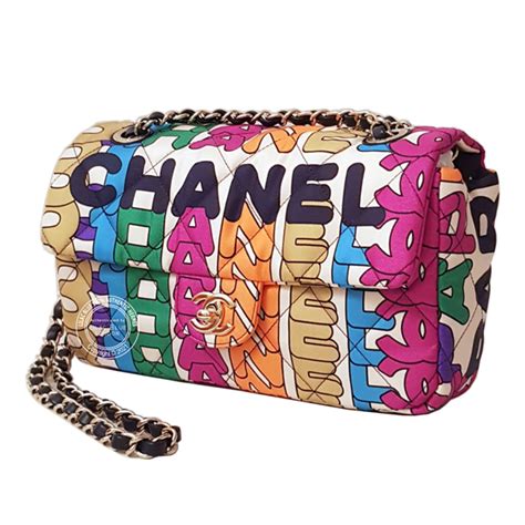 chanel flap bag multicoloured fabric ghw|Chanel classic white flap bag.